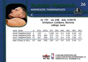 2001-02 Fleer Maximum #26 Radoslav Nesterovic Back