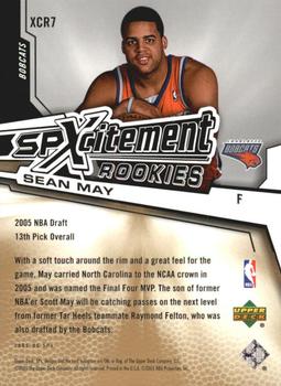 2005-06 SPx - SPxcitement Rookies #XCR7 Sean May Back