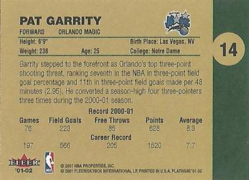 2001-02 Fleer Platinum #14 Pat Garrity Back