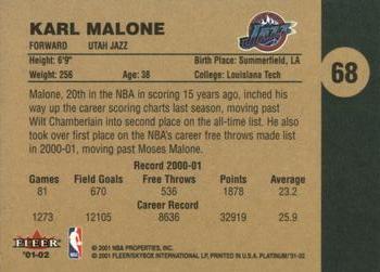 2001-02 Fleer Platinum #68 Karl Malone Back