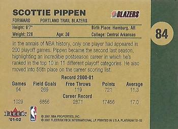 2001-02 Fleer Platinum #84 Scottie Pippen Back