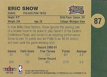 2001-02 Fleer Platinum #87 Eric Snow Back