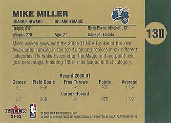 2001-02 Fleer Platinum #130 Mike Miller Back