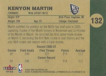 2001-02 Fleer Platinum #132 Kenyon Martin Back