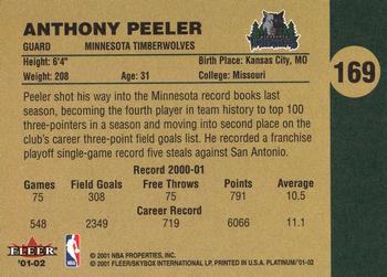 2001-02 Fleer Platinum #169 Anthony Peeler Back