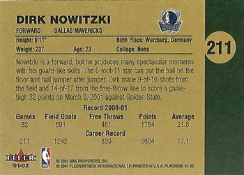 2001-02 Fleer Platinum #211 Dirk Nowitzki Back