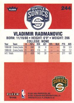 2001-02 Fleer Platinum #244 Vladimir Radmanovic Back