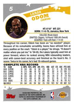2005-06 Topps 1st Edition #5 Lamar Odom Back