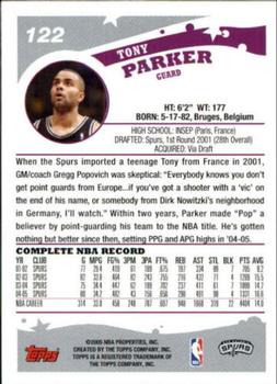 2005-06 Topps 1st Edition #122 Tony Parker Back