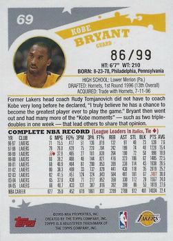 2005-06 Topps - Gold #69 Kobe Bryant Back