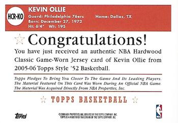 2005-06 Topps 1952 Style - Hardwood Classics #HCR-KO Kevin Ollie Back
