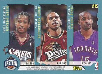 2001-02 Topps #215 Scoring Leaders (Shaquille O'Neal / Kobe Bryant / Chris Webber / Allen Iverson / Jerry Stackhouse / Vince Carter) Back
