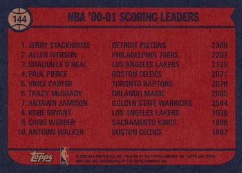 2001-02 Topps Heritage #144 2000-01 NBA Scoring Leaders Back
