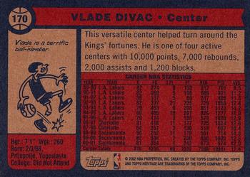 2001-02 Topps Heritage #170 Vlade Divac Back