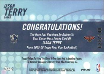 2005-06 Topps First Row - PTP Relics Dual #PTP-JT2 Jason Terry Back