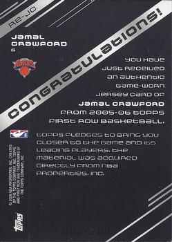 2005-06 Topps First Row - Range Relics #RE-JC Jamal Crawford Back
