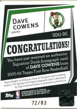2005-06 Topps First Row - Signature Dunk #SDU-DC Dave Cowens Back