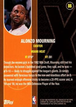 2001-02 Topps Xpectations #86 Alonzo Mourning Back
