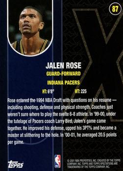2001-02 Topps Xpectations #87 Jalen Rose Back