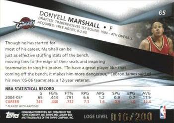 2005-06 Topps Luxury Box - Loge Level #65 Donyell Marshall Back