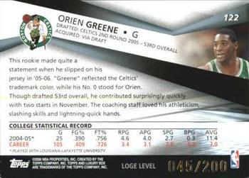 2005-06 Topps Luxury Box - Loge Level #122 Orien Greene Back