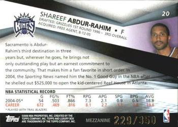 2005-06 Topps Luxury Box - Mezzanine #20 Shareef Abdur-Rahim Back