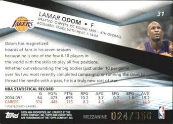 2005-06 Topps Luxury Box - Mezzanine #31 Lamar Odom Back