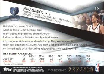 2005-06 Topps Luxury Box - Tier Reserved #16 Pau Gasol Back
