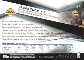 2005-06 Topps Luxury Box - Tier Reserved #31 Lamar Odom Back