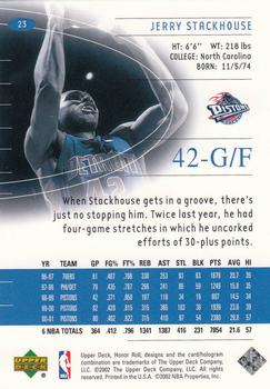 2001-02 Upper Deck Honor Roll #23 Jerry Stackhouse Back