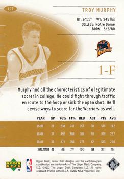 2001-02 Upper Deck Honor Roll #107 Troy Murphy Back