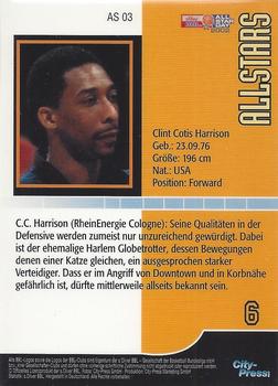 2003 City-Press BBL Playercards - Allstars #AS03 Clint-Cotis Harrison Back