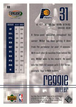 2001-02 UD PlayMakers Limited #33 Reggie Miller Back