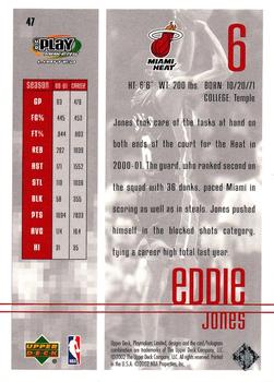 2001-02 UD PlayMakers Limited #47 Eddie Jones Back
