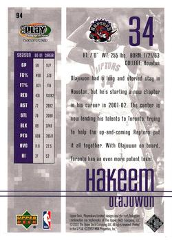 2001-02 UD PlayMakers Limited #94 Hakeem Olajuwon Back