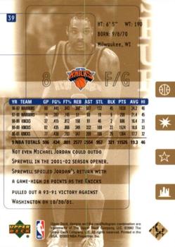 2001-02 Upper Deck Ultimate Collection #39 Latrell Sprewell Back