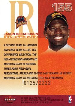 2001-02 Ultra #155 Jason Richardson Back