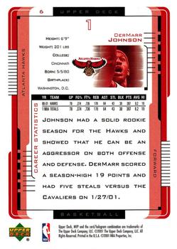 2001-02 Upper Deck MVP #6 DerMarr Johnson Back