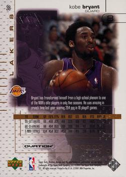 2001-02 Upper Deck Ovation #38 Kobe Bryant Back