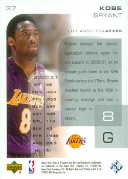 2001-02 Upper Deck Pros & Prospects #37 Kobe Bryant Back