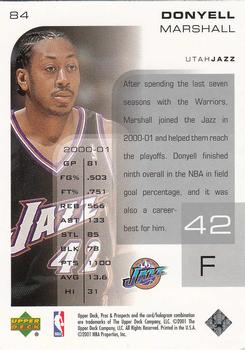 2001-02 Upper Deck Pros & Prospects #84 Donyell Marshall Back