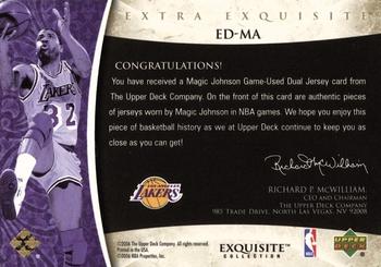 2005-06 Upper Deck Exquisite Collection - Extra Exquisite Dual #ED-MA Magic Johnson Back