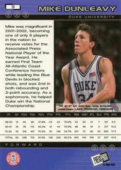 2002 Press Pass #9 Mike Dunleavy Back