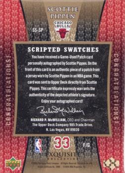 2005-06 Upper Deck Exquisite Collection - Scripted Swatches #SS-SP Scottie Pippen Back