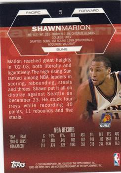 2002-03 Finest #5 Shawn Marion Back