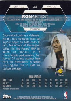 2002-03 Finest #44 Ron Artest Back