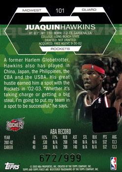 2002-03 Finest #101 Juaquin Hawkins Back