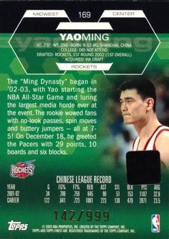 2002-03 Finest #169 Yao Ming Back