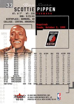 2002-03 Fleer Box Score #33 Scottie Pippen Back