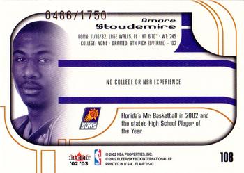 2002-03 Flair #108 Amare Stoudemire Back
